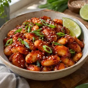 Gochujang butter beans with sesame and lime