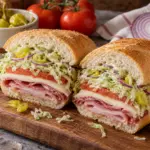 Grinder salad sandwich with tangy pepperoncini crunch