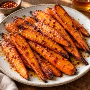Hot honey roasted carrot halves