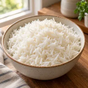 Plain fluffy long-grain white rice