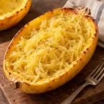 Roasted spaghetti squash with olive oil salt and pepper
