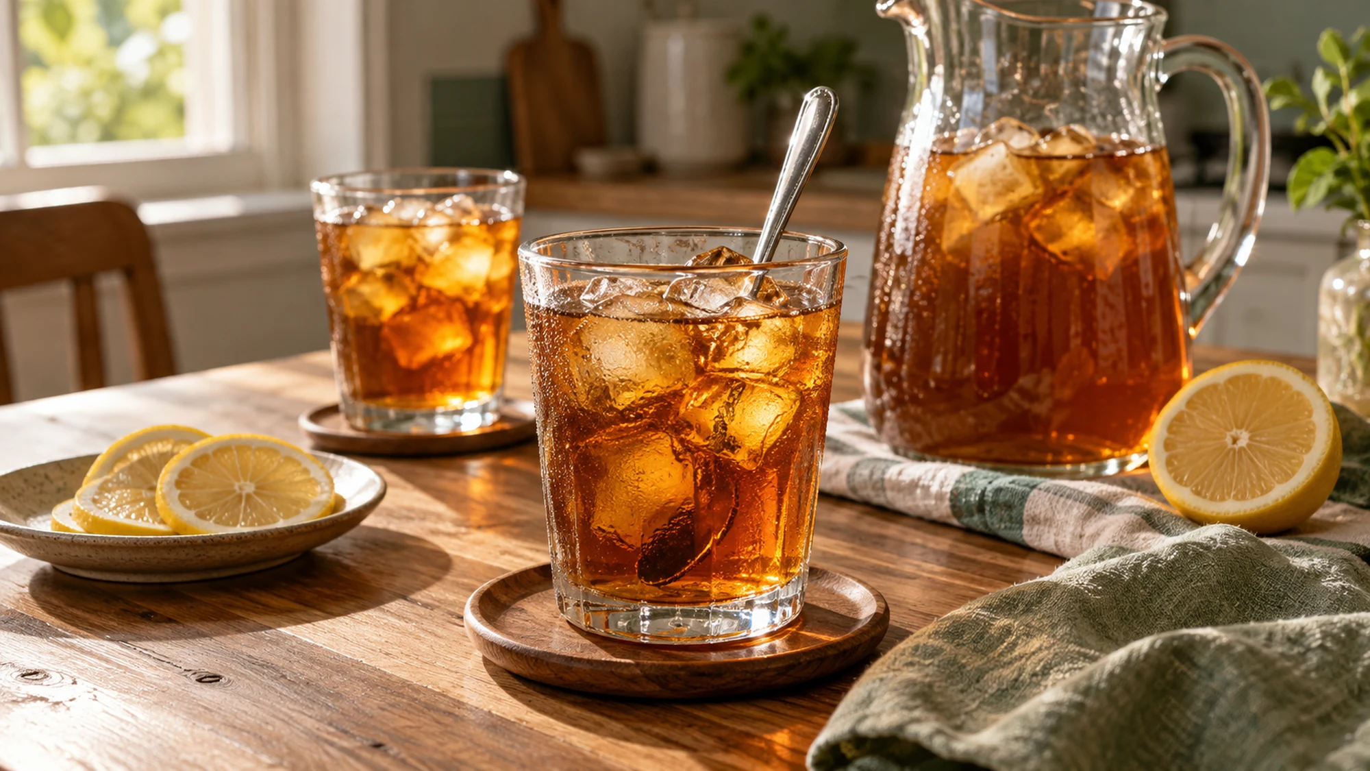 Close-up texture of iced tea.