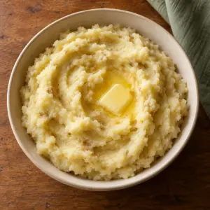 Square photograph of the finished mashed potatoes.