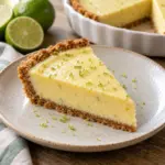 Square close view of tangy Key lime pie with a graham crust