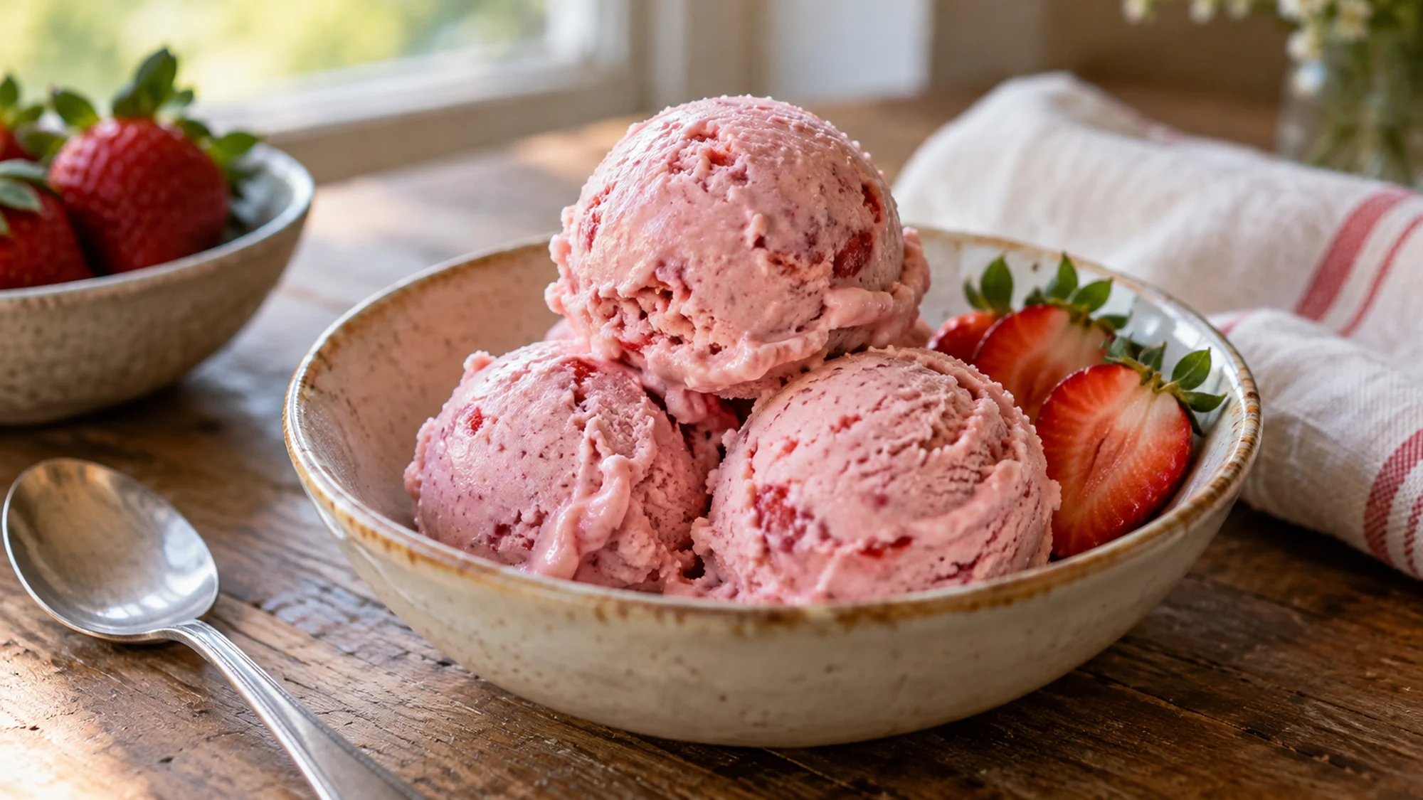 Serving detail showing the texture of low calorie ice cream