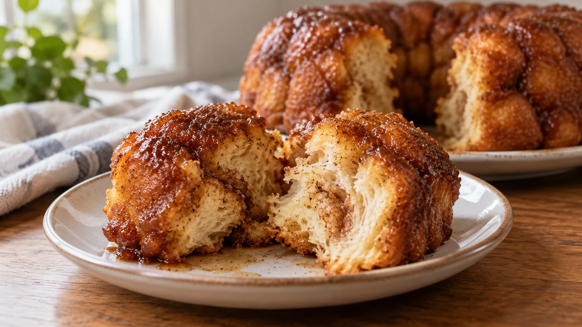 Biscuit dough pieces coated in cinnamon sugar